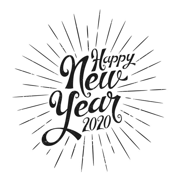 Vintage lettering happy new year 2020