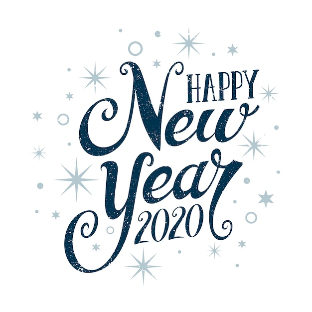 vintage lettering happy new year 2020