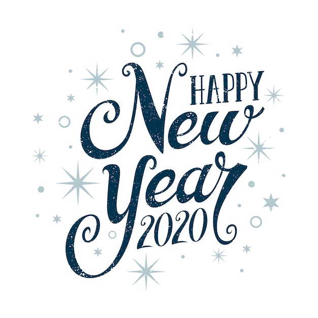 Vintage lettering happy new year 2020