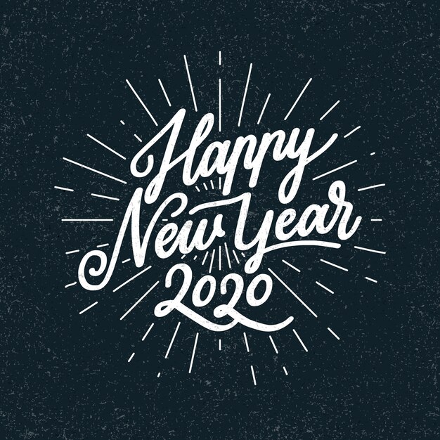 Vintage lettering happy new year 2020