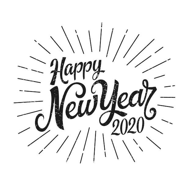 Vintage lettering happy new year 2020