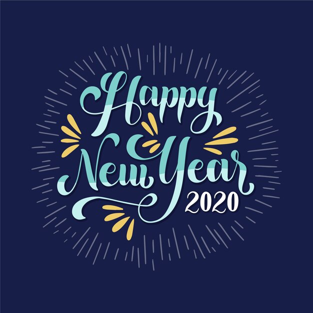 Vintage lettering happy new year 2020