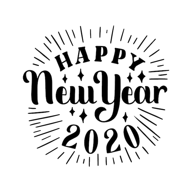 Vintage lettering happy new year 2020