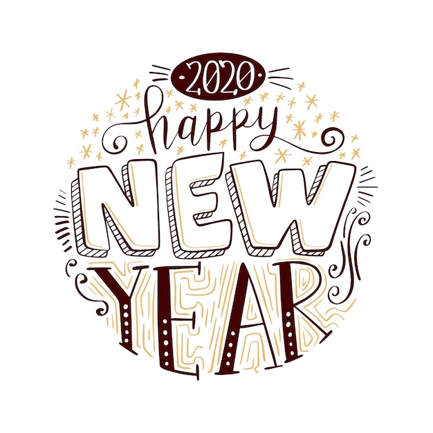 Free vector vintage lettering happy new year 2020