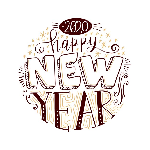 Vintage lettering happy new year 2020