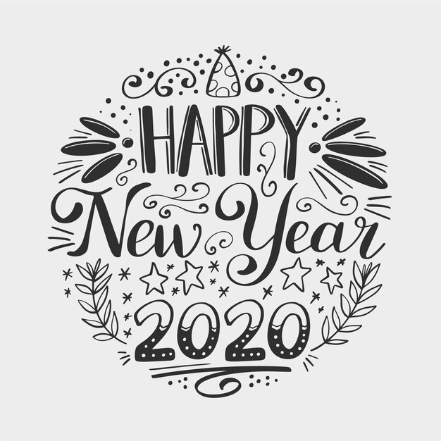 Vintage lettering happy new year 2020