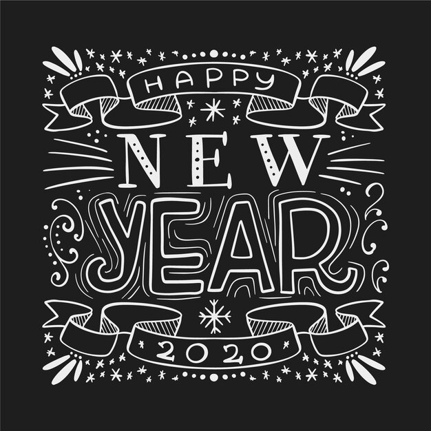 Vintage lettering happy new year 2020