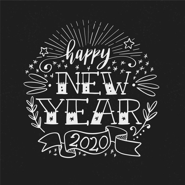 Vintage lettering happy new year 2020
