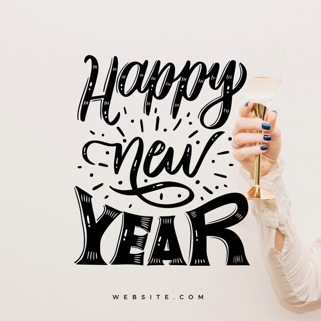 Vintage lettering happy new year 2021