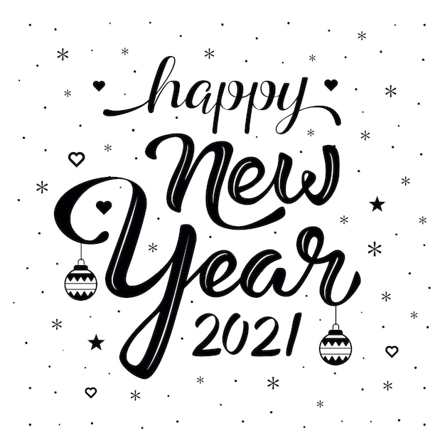 Free vector vintage lettering happy new year 2021