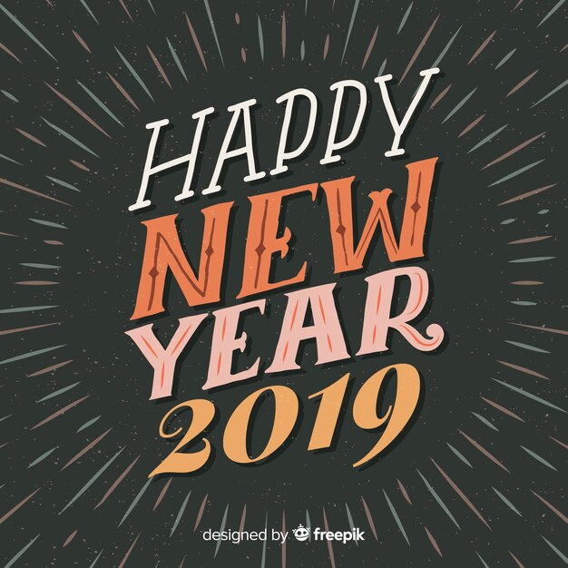 Vintage lettering new year 2019