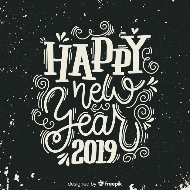 Vintage lettering new year 2019 