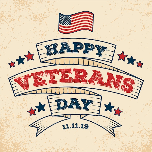 Vintage lettering veterans day background