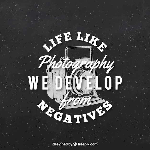 Free vector vintage logo for photography on a black background