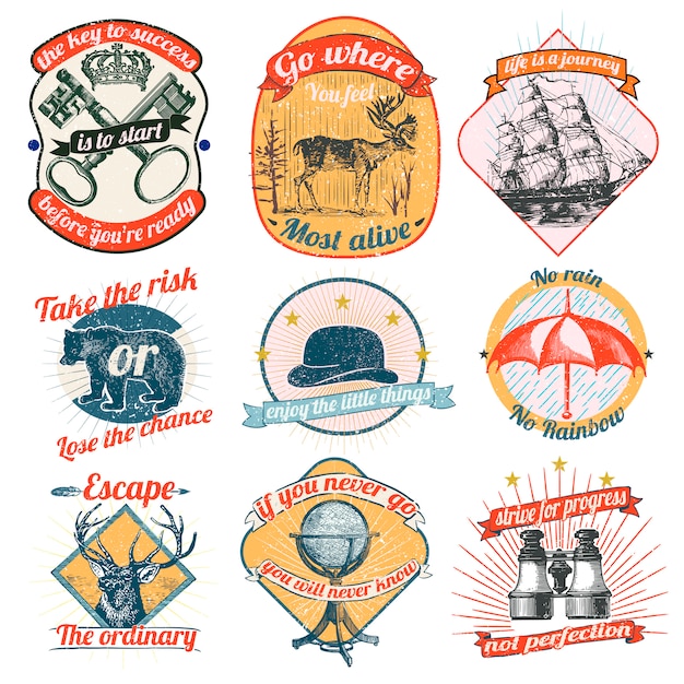 Free vector vintage logos and stickers collection