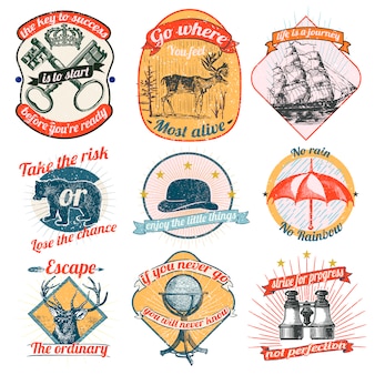 Vintage logos and stickers collection Free Vector