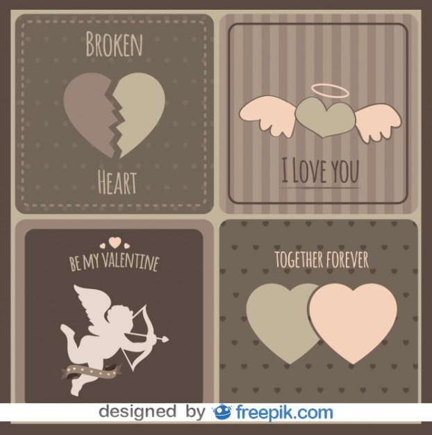 Free vector vintage love cards collection