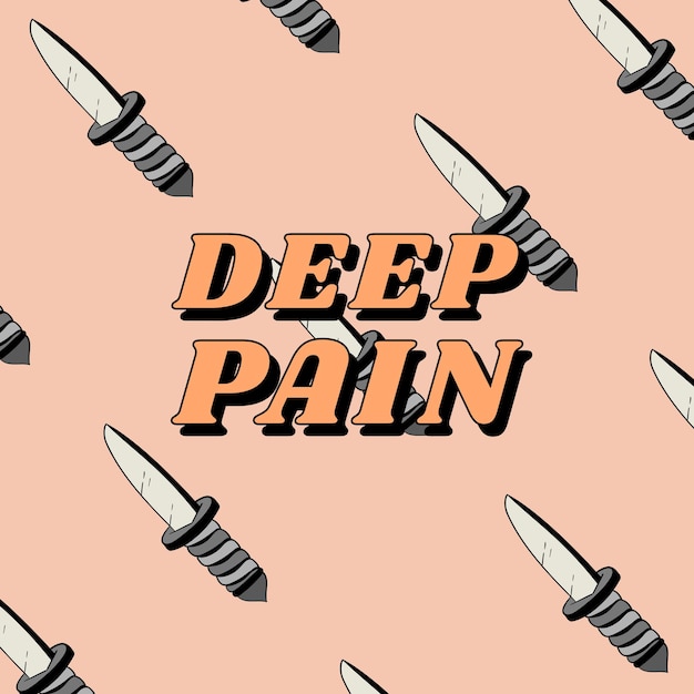 Free vector vintage love quote deep pain camp knife pattern