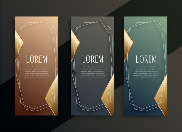 Vintage luxury vertical golden banners set 