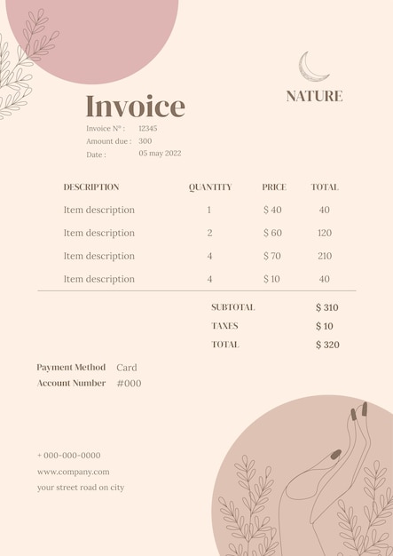 Free vector vintage manicure invoice template