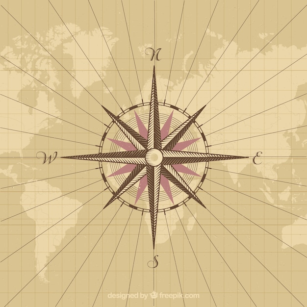 Vintage map compass background