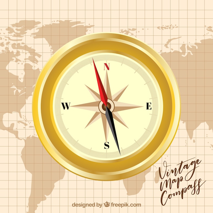 Free Vector vintage map compass background