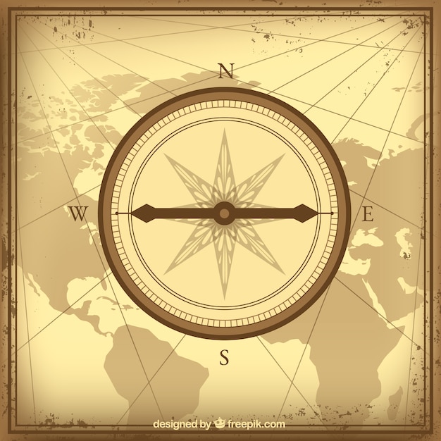 Vintage map compass background