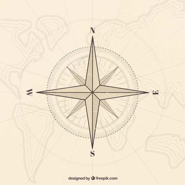 Free vector vintage map compass background