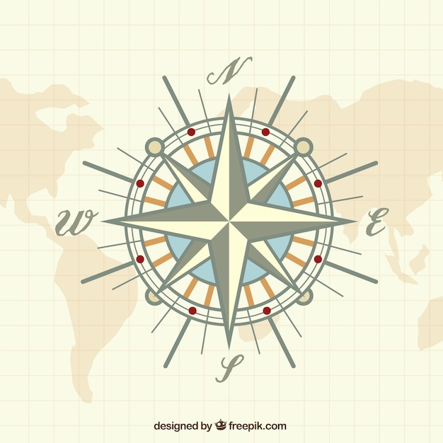 Vettore gratuito sfondo bussola mappa d'epoca