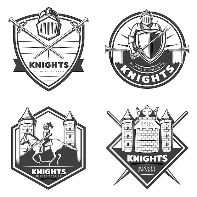 Free vector vintage medieval emblems set