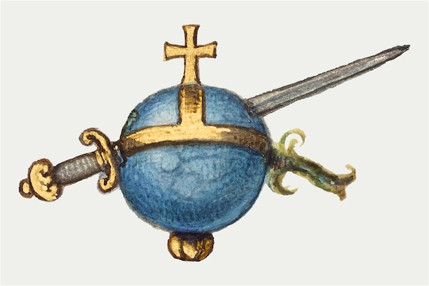 Бесплатное векторное изображение Старинный средневековый меч и сфера