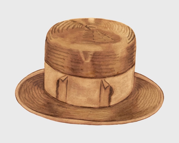 Vintage men&#39;s straw hat vector, remix from artwork by Ernest A. Tower, Jr.