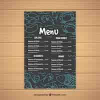 Vettore gratuito menu vintage del ristorante con i disegni