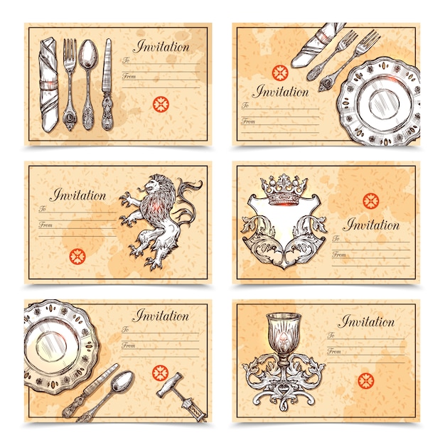 Vintage menu set with cutlery