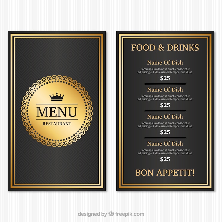 Free Vector vintage menu template with golden style