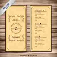 Free vector vintage menu template