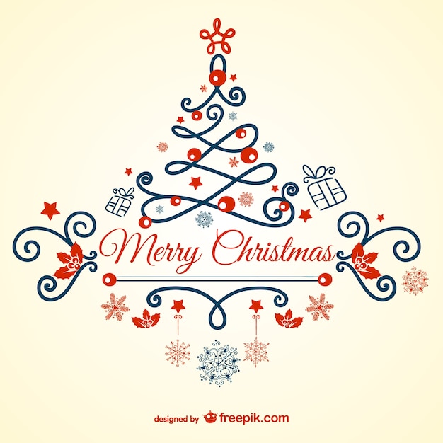 Free vector vintage merry christmas card