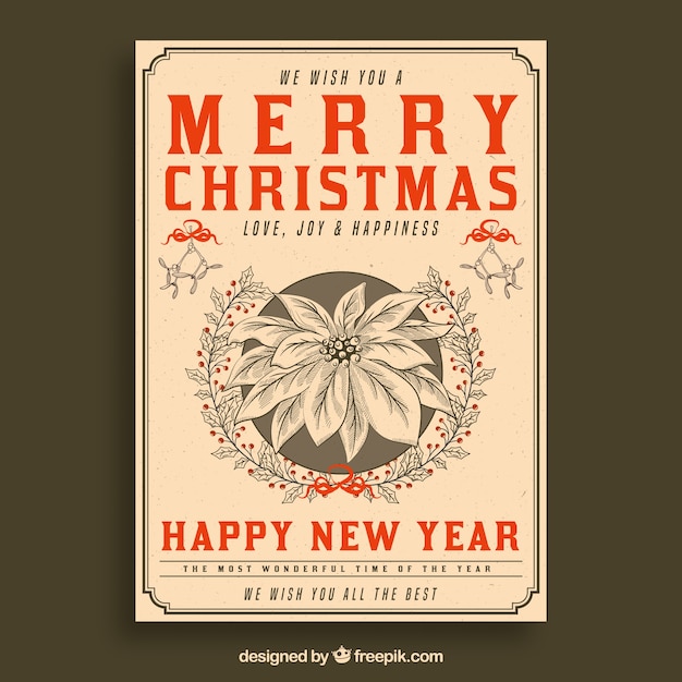 Free vector vintage merry christmas flyer