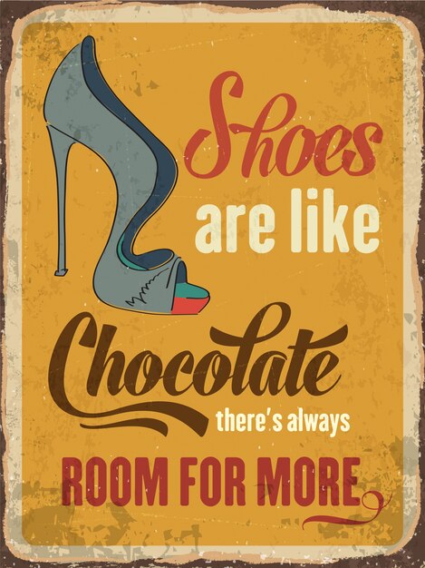 Vintage metal sign about shoes