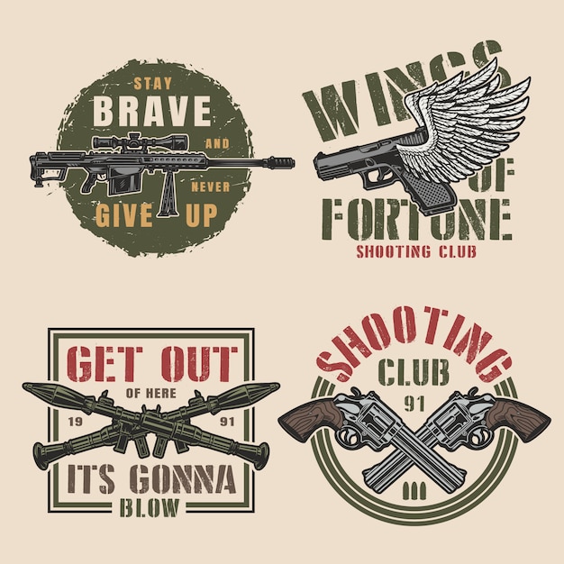 Free vector vintage military colorful badges set