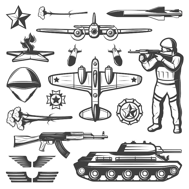 無料Vector ビンテージの軍事要素のコレクション