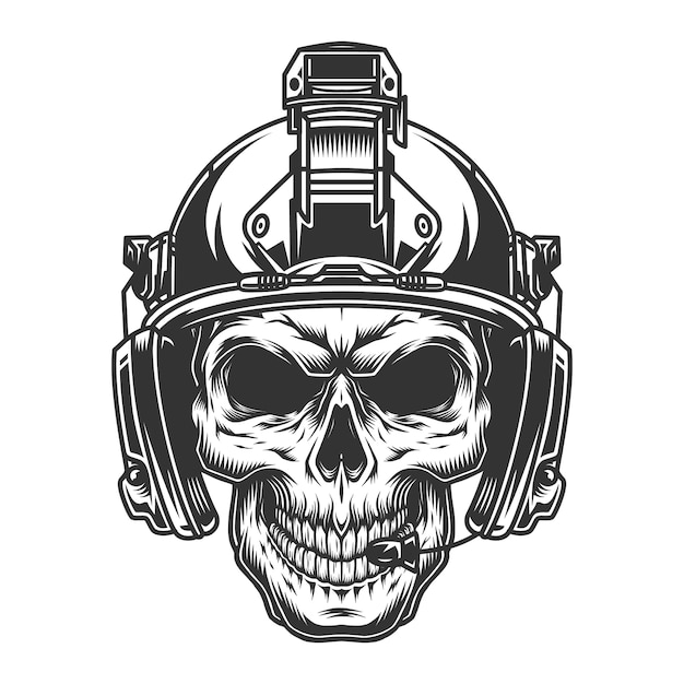 Vintage military skull illustration