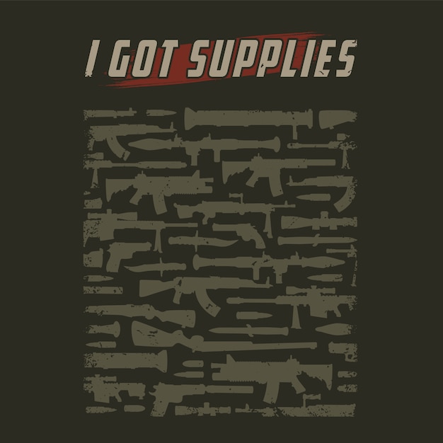 Vintage military weapons silhouettes