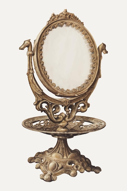 Винтажное зеркало, векторная иллюстрация, ремикс по произведению Самуэля О. Кляйна