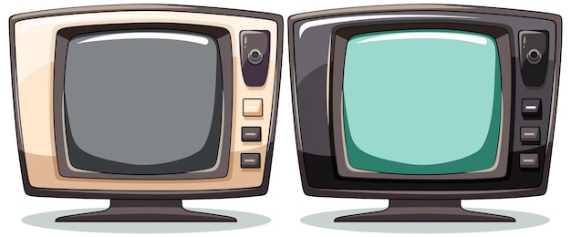 Vintage and Modern Televisions Side by Side