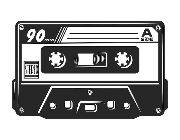 Vintage monochrome audio casette template