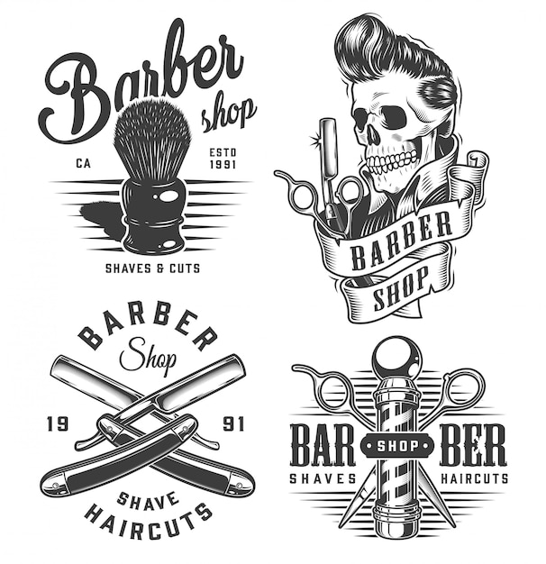 Vintage monochrome barbershop labels