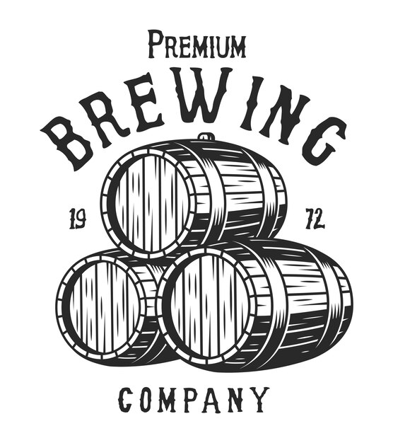 Vintage monochrome brewing company logotype