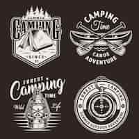 Free vector vintage monochrome camping labels