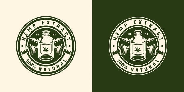 Vintage monochrome cannabis round emblem
